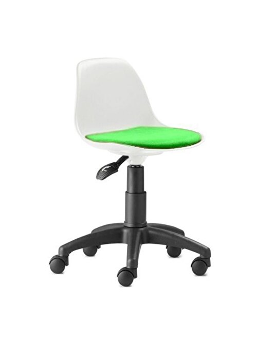 GüçlüTedarik Çocuk Çalışma Sandalyesi Koltuğu Beyaz Plastik Yeşil Kumaş
