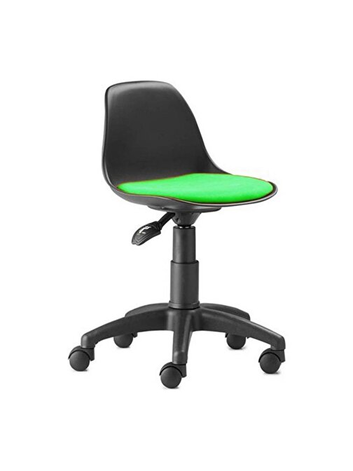 GüçlüTedarik Çocuk Çalışma Sandalyesi Koltuğu Siyah Plastik Yeşil Kumaş