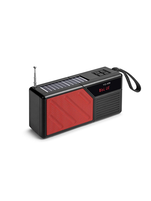 Concord YGA86 Büyük Solar Güneş Enerji FM Radyo Fenerli 5.0 Bluetooth Hoparlör Siyah-Kırmızı