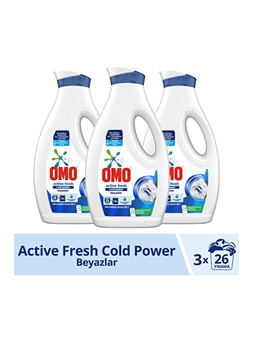 Omo Sıvı Active Fresh Cold Power Beyazlar İçin Çamaşır Deterjanı 1690 ml x3