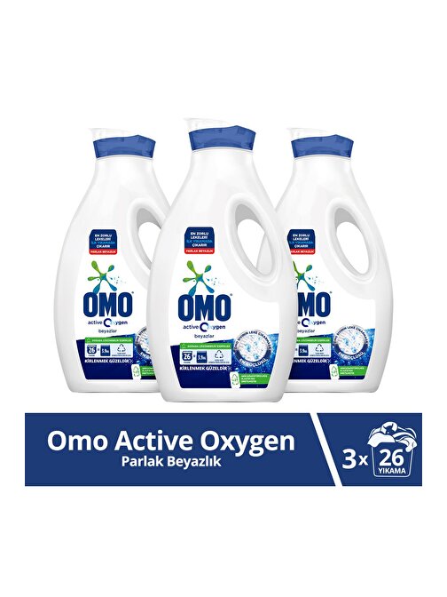 Omo Active Oxygen Sıvı Çamaşır Deterjanı Beyazlar 1690 ml x3