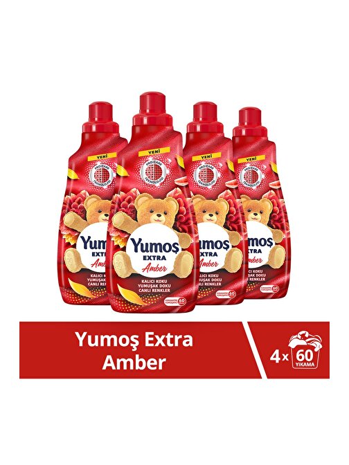 Yumoş Renkliler İçin Amber Extra Konsantre Çamaşır Yumuşatıcısı 1440 ml x4