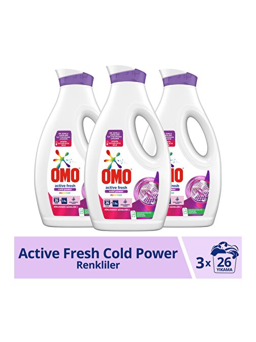 Omo Sıvı Active Fresh Cold Power Renkliler İçin Çamaşır Deterjanı 1690 ml x3