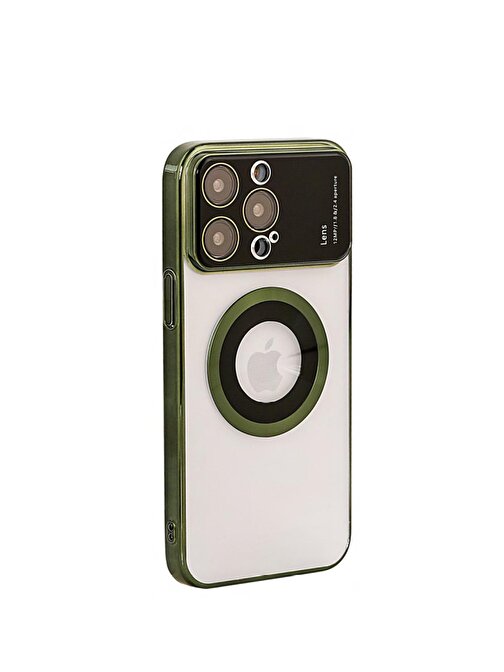 Alsepeteavm İphone 13 Pro Max Mika Kamera Korumalı Magsafe Telefon Kılıfı Yeşil