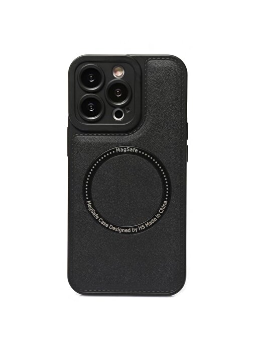Alsepeteavm İphone 13 Pro Max Megsafe Deri Telefon Kılıfı Siyah