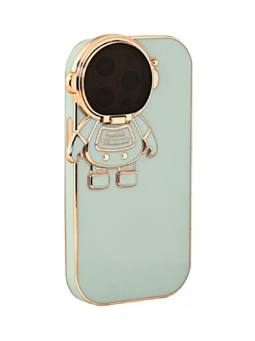 Alsepeteavm İphone 14 Pro Max Astronot Kamera Cam Korumalı Telefon Kılıfı Yeşil