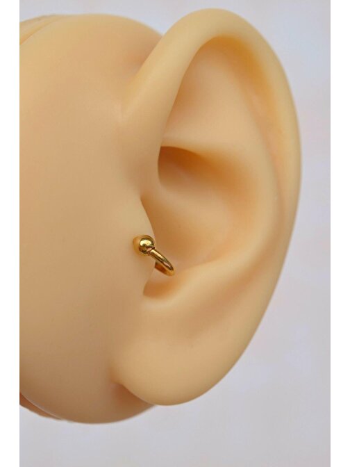 Mini Topçuklu Çelik Halka Piercing 6 mm Gold Renkli