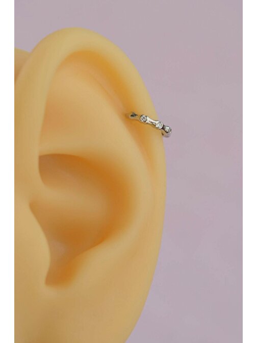 Gümüş Renk İnce Mini Halka Tragus Piercing Helix Kıkırdak Lob Daith Forward Helix