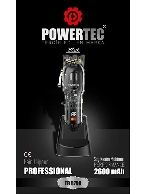 Powertec TR-8700 Tıraş Makinesi Siyah