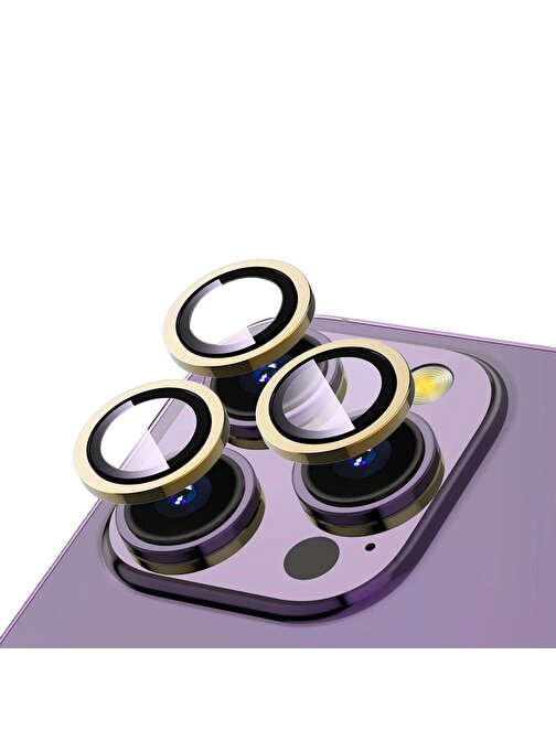 Gpack CL-12 Apple iPhone 14 Pro A Kalite Safir Metal Kamera Lens Koruyucu Gold İnce Slim