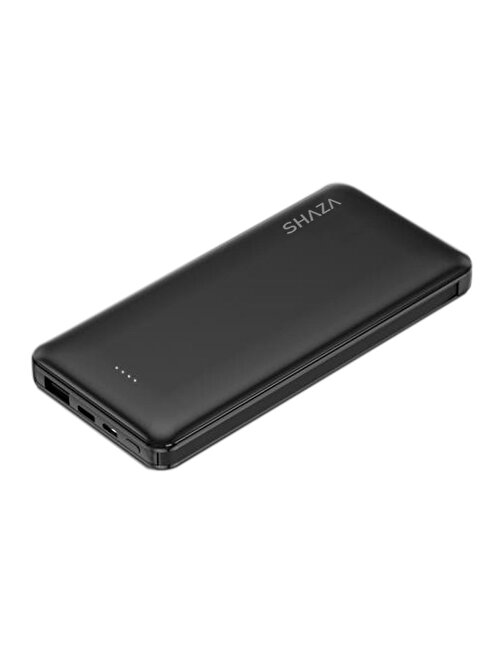 Shaza 4in1 10000 mAh 4in1 Smart Chip USB Type-C Kablolu Powerbank Siyah