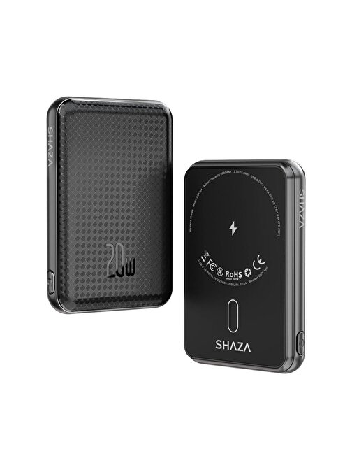 Shaza SG1501 5000 mAh 20W USB Type-C Kablolu Hızlı Şarj Powerbank Siyah