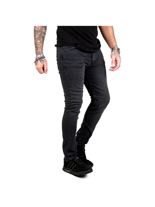 DeepSEA Erkek Füme Slim Fit Likralı Enzim Yıkama Düğmeli Kot Pantolon 2304860