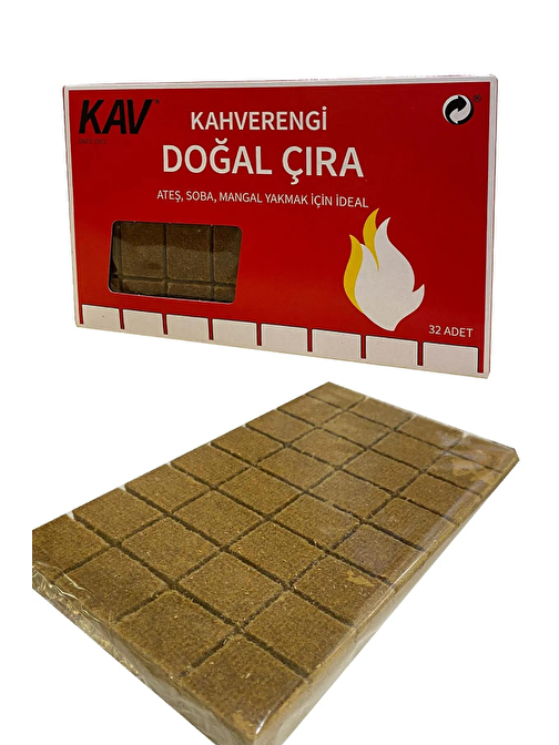 KAV Ateş-Soba-Mangal İçin Kahverengi Doğal Çıra 32'li Paket