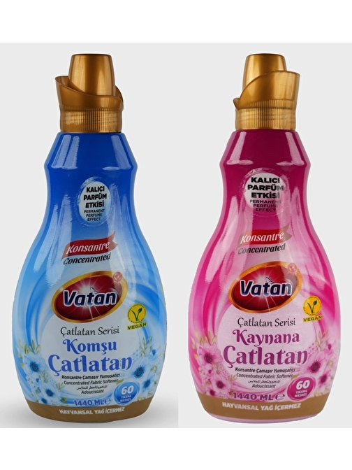 Vatan Komşu Çatlatan-Kaynana Çatlatan Çamaşır Yumuşatıcısı 1440 ml 60 Yıkama 2 Adet