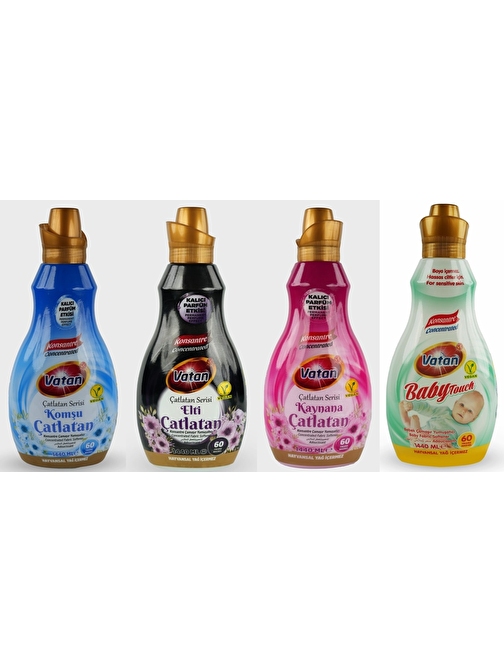 Vatan Komşu Çatlatan-Elti Çatlatan-Kaynana Çatlatan-Soft Touch Çamaşır Yumuşatıcısı 1440 ml 60 Yıkama 4'lü Set