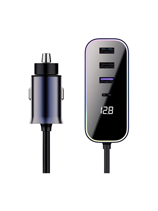 Cosmostech Cosmostech Araba Çakmak Şarj Cihazı 105W 5 Portlu Süper Hızlı Fast Car Charger, Type-C - 4 Usb