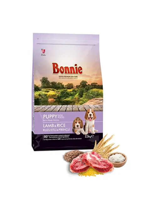 Bonnie Kuzu Etli Pirinçli Yavru Köpek Maması 2.5 Kg