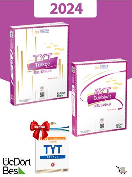 Üç Dört Beş Yayıncılık 345 Yayınları 2024 Model Türkçe-Edebiyat Soru Bankası seti Hediyeli!