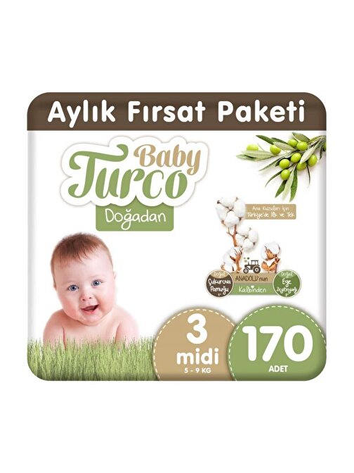 Baby Turco Doğadan 3 Numara Bebek Bezi 170 Adet
