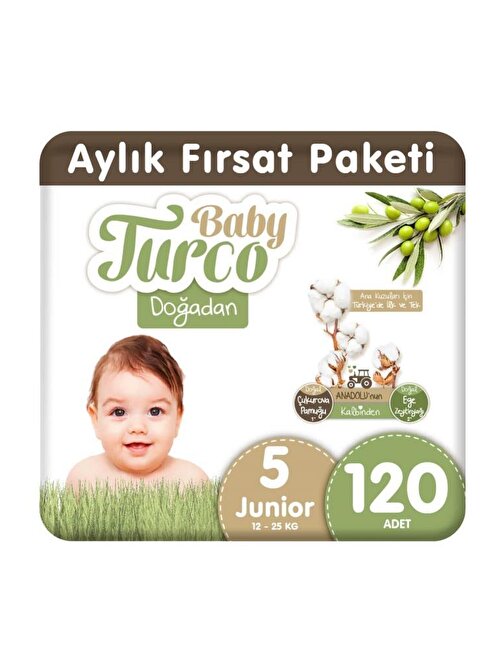 Baby Turco Doğadan 5 Numara Bebek Bezi 120 Adet