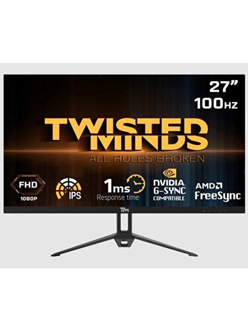 Twisted Minds MINDS 27 TM27FHD100IPS 100 Hz 1 ms 27 inç AH IPS VGA HDMI Adaptive Sync 1920x1080 IPS Çerçevesiz Gaming Monitör