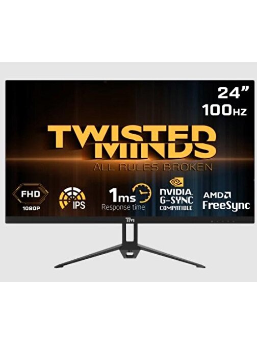 TWISTED MINDS 24 TM24FHD100IPS FHD 100HZ 1MS HDMI VGA IPS FREESYNC/GSYNC ÇERÇEVESİZ GAMING MONİTÖR