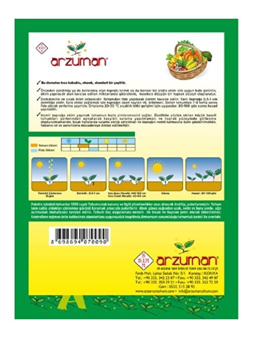 Arzuman sc-2121 Domates Tohumu 5 gr