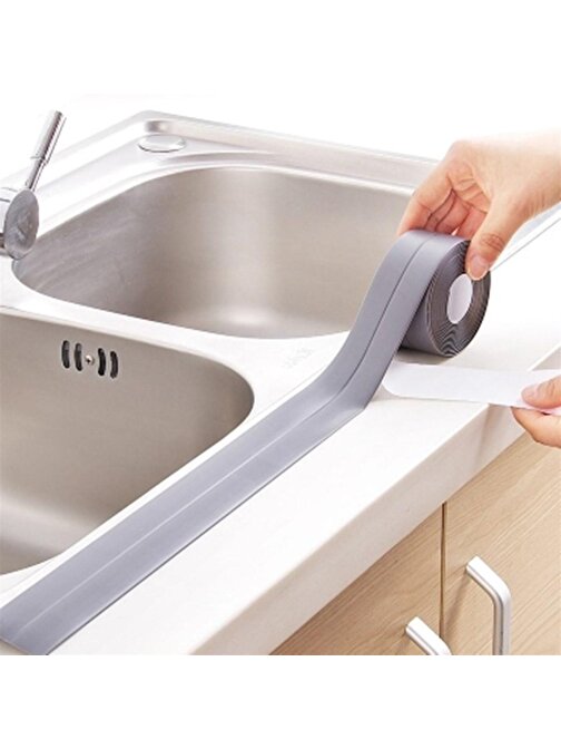 Gri Su Sızdırmaz Banyo Mutfak Lavabo Küvet İzolasyon Şerit Bant (3877)