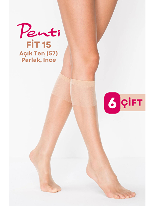 Penti Fit 15 Den Parlak İnce Diz Altı Çorap Ten/Nude (57) 6 Çift