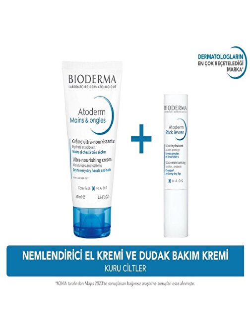 Bioderma Atoderm Hand Nail Cream 50 ml + Atoderm Lip Stick 4 gr