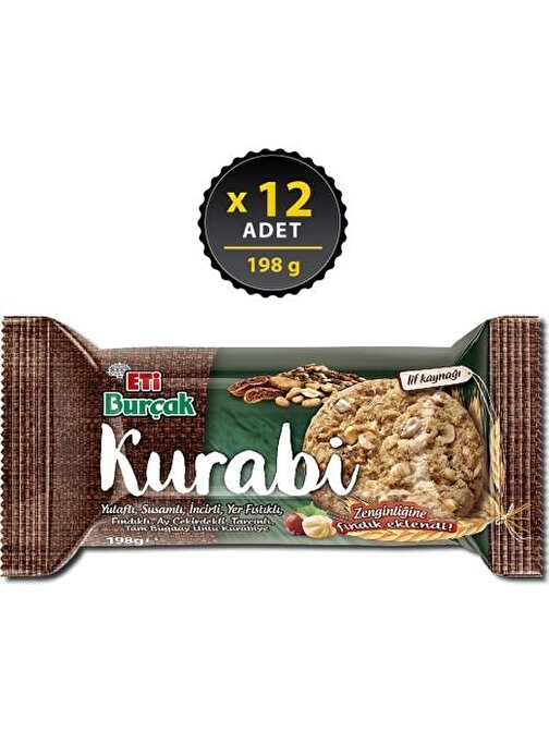 Eti Burçak Kurabi Fındıklı 198 gr x 12 Adet