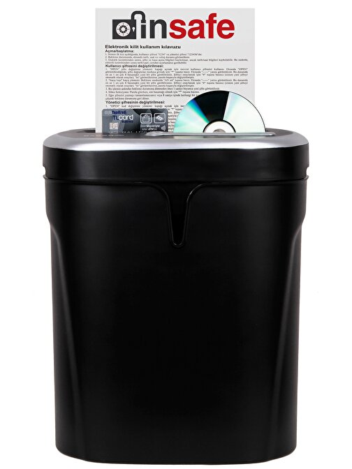 Baove PS725 Çapraz Kesim Evrak - Kağıt - CD - Kredi Kartı İmha Makinesi 20 lt Siyah