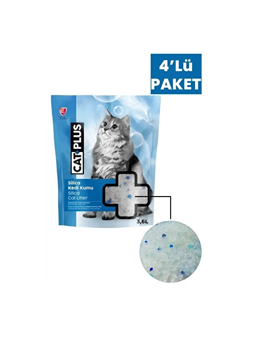 CatPlus Kristal Kedi Kumu 3,6 Lt x 4 Adet