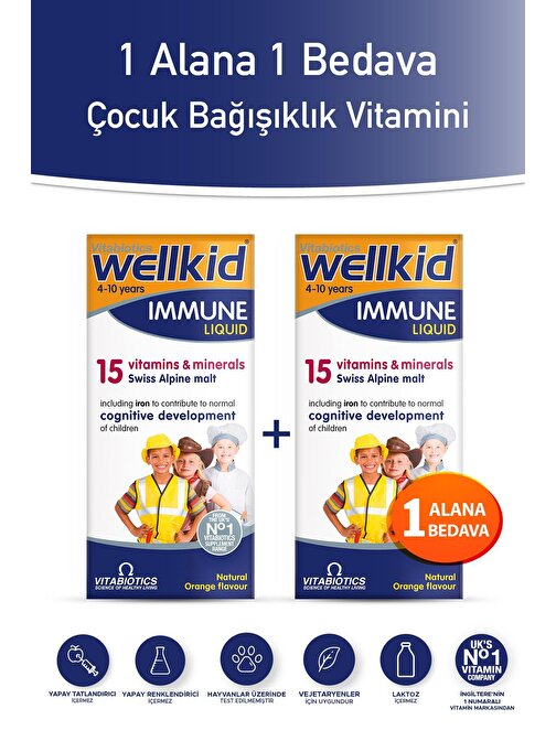 Wellkid Immune Liquid + Wellkid Immune Liquid Çocuk multivitamini