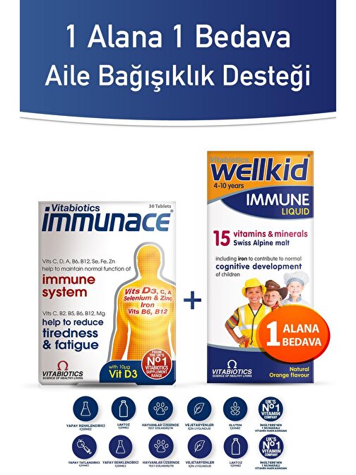 Immunace + Wellkid Immune Liquid cocuk gida takviyeli vitaminler cocuk