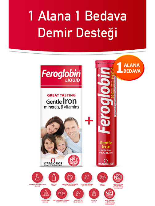 Feroglobin liquid + Feroglobin Fizz demir vitamin takviyesi