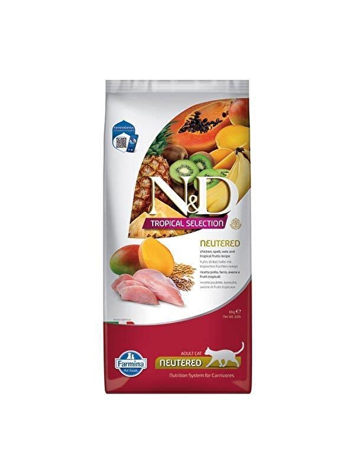 N&D Tropical Selection Tavuklu Ve Tropikal Meyveli Kısırlaştırılmış Kedi Maması 10 Kg