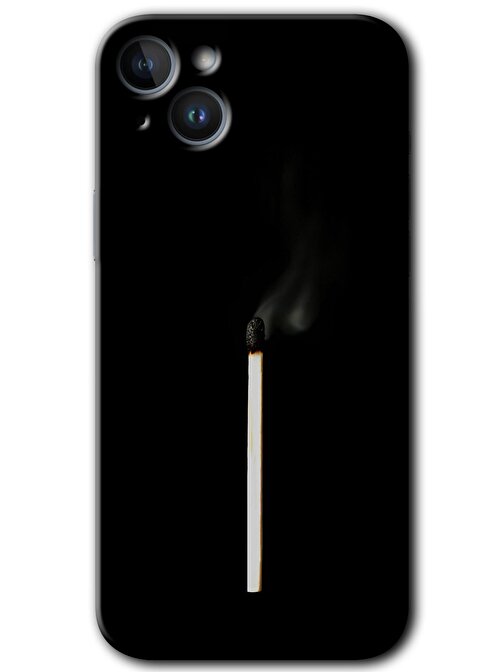 Gramaphone iPhone 14 Plus Kılıf HD Desen Baskılı Arka Kapak + Kırılmaz Cam - Sönmüş Kibrit