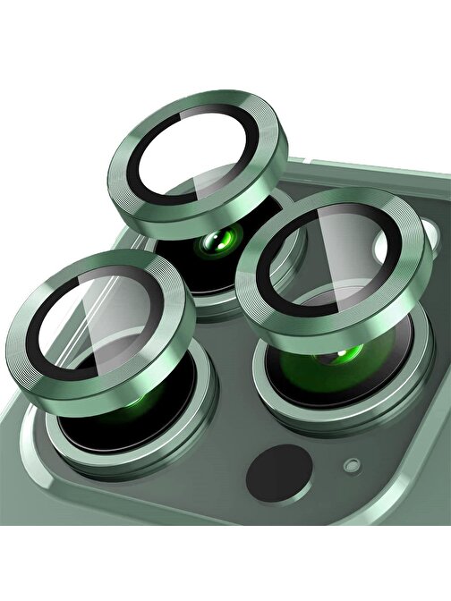 Binano iPhone 15 Pro - Max Metal Ring Kamera Lens Koruyucu Yeşil