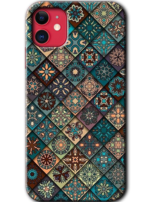 Gramaphone iPhone 11 Kılıf HD Desen Baskılı Arka Kapak + Kırılmaz Cam - Mandala Desen