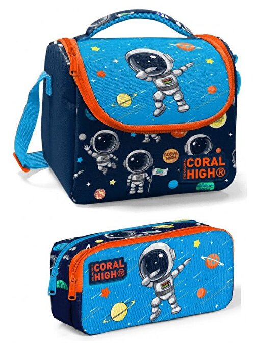 Coral High Lacivert Mavi Astronot Erkek Çocuk Beslenme Çantası Seti