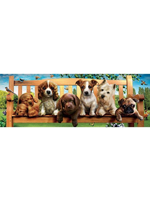 Educa Games 1000 Parçalık Bankta Oturak Yavru Köpekler Panorama Puzzle