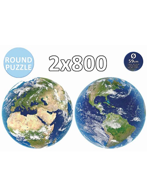 Educa Games 2x800 Parça Dünya Gezegeni Round Puzzle Yuvarlak Puzzle