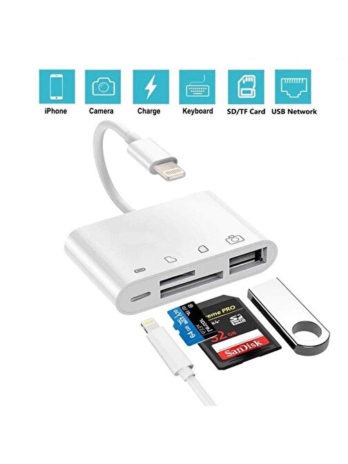 Daytona Nk108L Lightning To Tf Sd Usb Dosya Aktarım Çevirici Card Reader