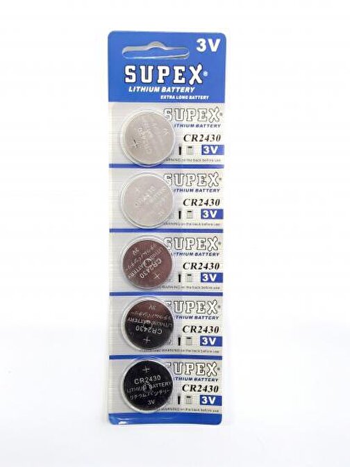 Supex Cr2430-C5 3V Lityum Düğme Pil 5'li Paket