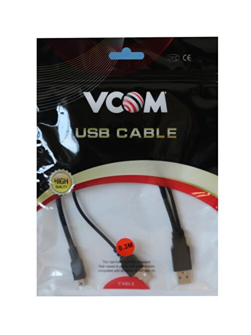 Vcom Usb 2.0 2-Mini Usb 5Pin Black 0.3M