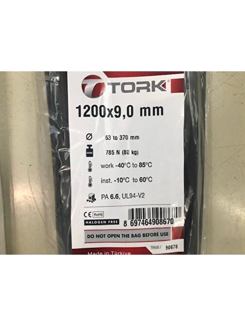 Tork Trk-1200-90B Siyah 100'lü Kablo Bağı