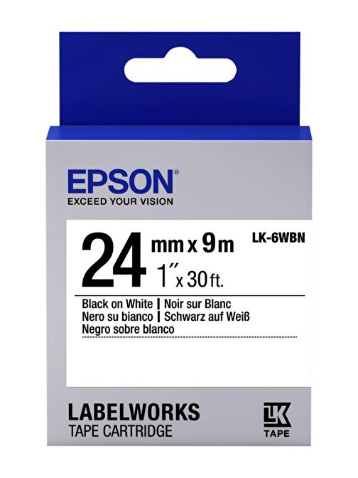Epson LK-6WBVN Beyaz Üzeri Siyah 24MM 7mt Etiket