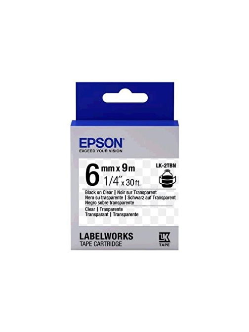 Epson LK-3TBN Clear Siyah Üzeri Beyaz 9MM 9mt Etiket